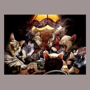 Cats Playing Poker Singing Smoking Funny Poster Art Picture Home Decor 13x19
